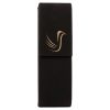 Black/Gold Leatherette Double Pen Case 6 1/2" x 2"