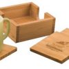 4" x 4" Bamboo Square 4 Coaster Set with Holder
