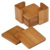 3 3/4" x 3 3/4" Bamboo Square 6 Coaster Set with Holder