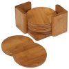 3 3/4" Bamboo Round 6 Coaster Set with Holder