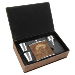 Custom Leatherette Flask Gift Set