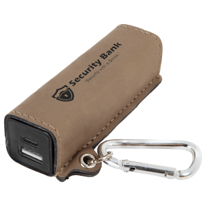 Custom Leatherette 2200 mAh Power Bank with USB C Cord (USB C Version)
