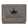 3" X 4" Gray Leatherette Trifold Wallet