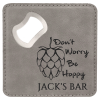 Gray Laserable Leatherette Bottle Opener Coaster
