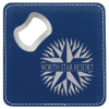 Blue/Silver Laserable Leatherette Coaster with Bottle Opener