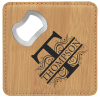 Bamboo Laserable Leatherette Coaster with Bottle Opener