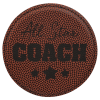 4" Round Football Leatherette Coaster