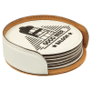 4" White Round Leatherette 6-Coaster Set
