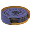 4" Purple Round Leatherette 6-Coaster Set