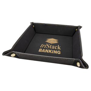Custom 6" x 6" Leatherette Snap Up Tray with Snaps