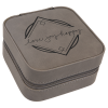 Gray Leatherette Travel Jewelry Box with Tan Lining