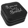 Black/Silver Leatherette Travel Jewelry Box with Tan Lining