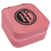 Pink Leatherette Travel Jewelry Box with Tan Lining