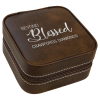 Rustic/Silver Leatherette Travel Jewelry Box with Tan Lining