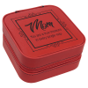 Red Leatherette Travel Jewelry Box with Tan Lining