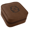 Dark Brown Leatherette Travel Jewelry Box with Black Lining