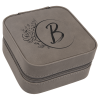 Gray Leatherette Travel Jewelry Box with Black Lining