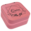 Pink Leatherette Travel Jewelry Box with Black Lining