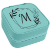 Teal Leatherette Travel Jewelry Box with Black Lining