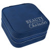Blue/Silver Leatherette Travel Jewelry Box with Black Lining