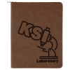 Dark Brown with Zipper Leatherette Portfolio with Notepad