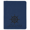 Blue/Black with Zipper Leatherette Portfolio with Notepad
