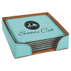 Teal Square Laserable Leatherette 6 Coaster Set