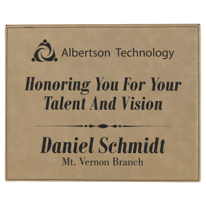 Engraved Light Leatherette Plaque