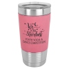 Pink/Silver Tumbler with Clear Lid