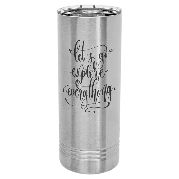 Personalized Polar Camel Stainless Steel Skinny Tumbler with Slider Lid
