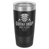 Black Vacuum Insulated Ringneck Tumbler with Silver Ring and Clear Lid 20 oz.