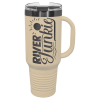 Warm Sand/Ghost Black ION Plated Travel Mug with Handle