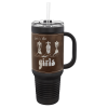 Black/Rustic/Silver Travel Mug with a Handle