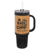 Black/Bamboo Travel Mug with a Handle