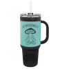 Black/Teal Travel Mug with a Handle