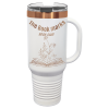 White/Rose Gold ION Plated Travel Mug with Handle
