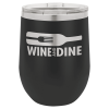 Black Vacuum Insulated Stemless Wine Tumbler with Lid 12 oz.
