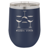 Navy Blue Vacuum Insulated Stemless Wine Tumbler with Lid 12 oz.