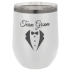 White/Ghost Black ION Plated Stemless Wine Tumbler withLid 12 oz.