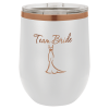 White/Rose Gold ION Plated Stemless Wine Tumbler with Lid 12 oz.