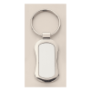 1" x 3 1/4" Polished Silver Key Ring with Matte Silver Engravable Insert
