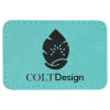 3" x 2" Rectangle Teal Leatherette Patch with Adhesive