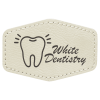 3" x 2" Hex White Leatherette Patch with Adhesive