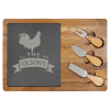 13 3/4" x 9 3/4" Acacia Wood/Slate Rectangle Cheese Set with Three Tools