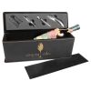 Black/Gold Leatherette Single Wine Box with Tools