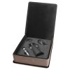 Gray Leatherette 3 Piece Wine Tool Gift Set