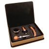 Light Brown Leatherette 4 Piece Wine Tool Set