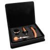 Black/Gold Leatherette 4 Piece Wine Tool Set