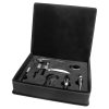 Black/Silver Leatherette 5 Piece Wine Tool Gift Set