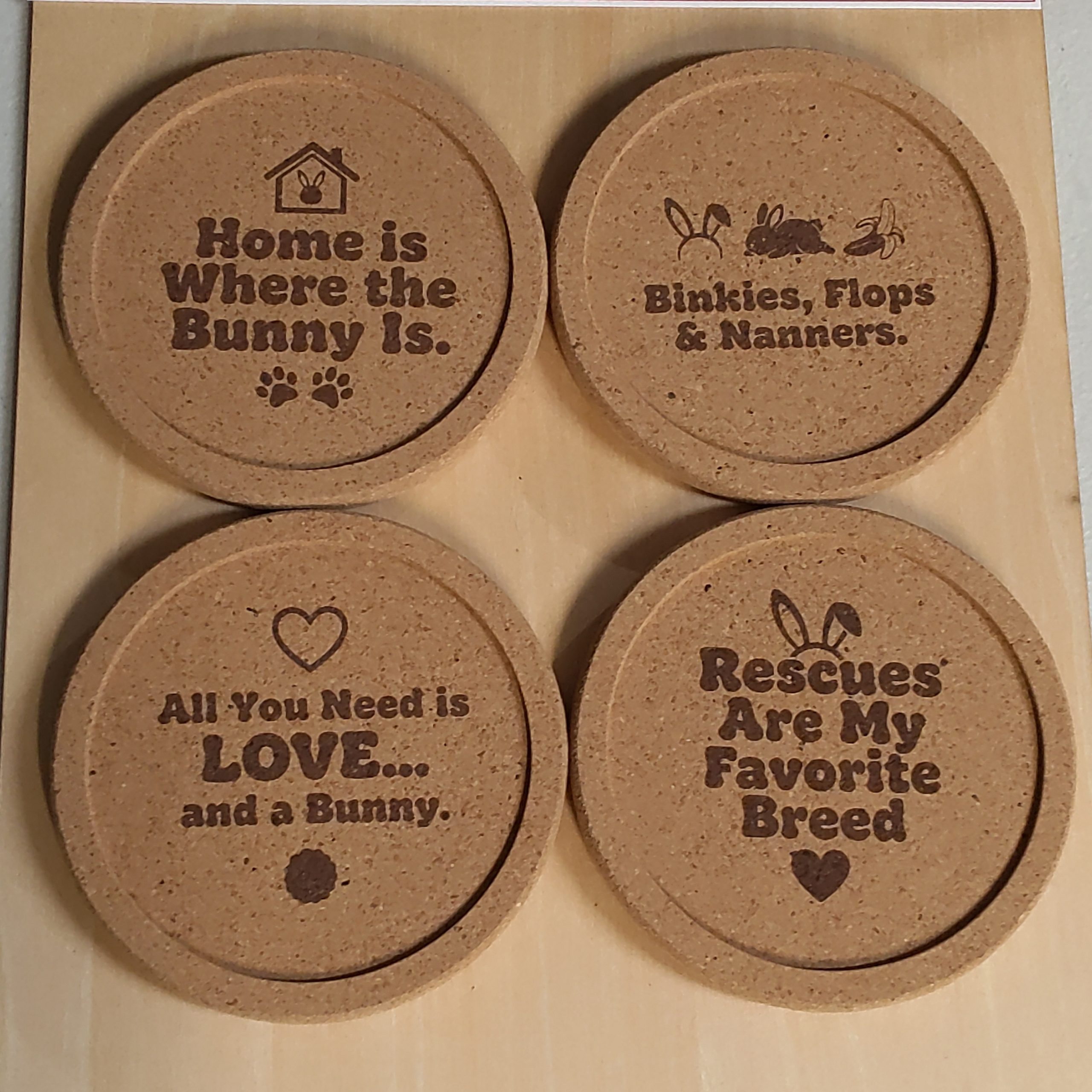 Coaster Set - Bunny Life V1 - Cork 4Set
